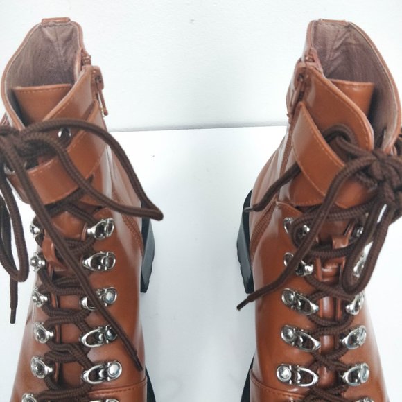 Jeffrey Campbell Czech Brown Combat Boots 7.5 - Picture 3 of 8